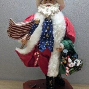 14" Musical Patriotic American Christmas Santa Music Box STARS & STRIPES